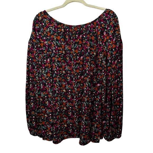 Ava & Viv Floral Boho Peasant Blouse Womens Size 2X Balloon Sleeve Stretch Top - Picture 3 of 7